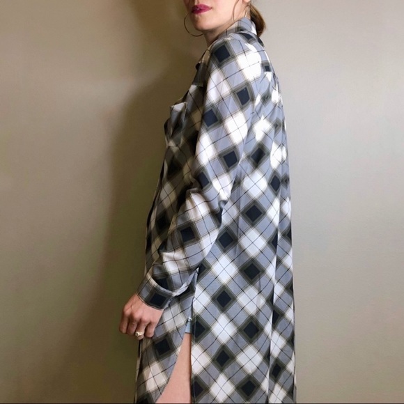 Prana Flint maxi tunic in black and white plaid S - Picture 4 of 5